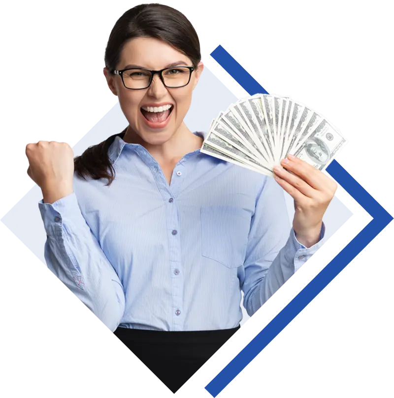 Girl happy holding her cash - Absolute Comfort Heating & Cooling in Boring, OR